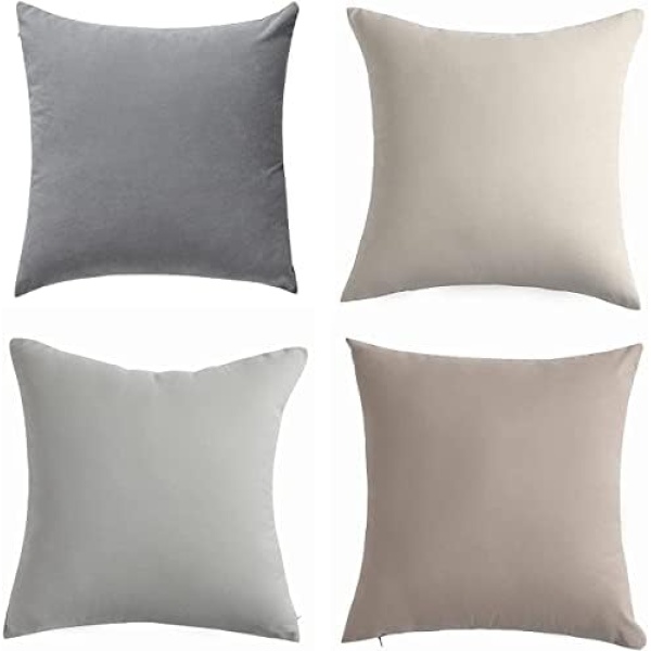 WEMEON Neutral Throw Pillow Covers 18x18 Inch Set of 4,Modern Solid Color Square - Image 4