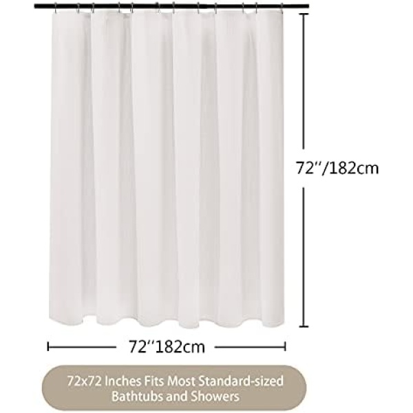 Waffle Weave Shower Curtain with Stainless Steel Hooks - 256 GSM Heavy Duty - Image 6