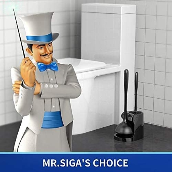 MR.SIGA Toilet Plunger and Bowl Brush Combo for Bathroom Cleaning, Black - Image 2