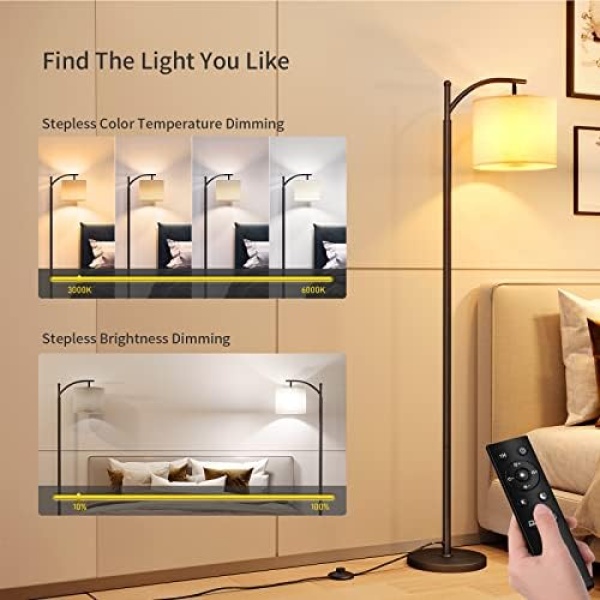 SUNMORY Arc Floor Lamp, Modern Floor Lamp with Romote Control and Stepless - Image 2