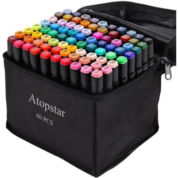 ATOPSTAR 80 Colors Alcohol Markers Artist Drawing Art Markers for Kids Dual Tip