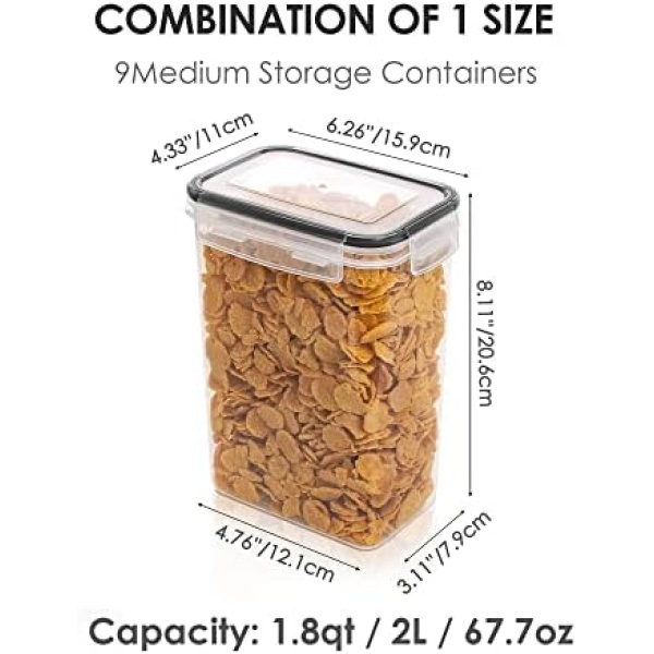 Vtopmart Set of 9 Airtight Food Storage Containers with Lids,Plastic Kitchen - Image 6