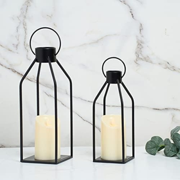 HPC Decor Modern Farmhouse Lantern Decor- Black Metal Candle Lanterns Living - Image 7