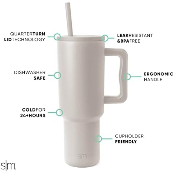 Simple Modern 40 oz Tumbler with Handle and Straw | Insulated Stainless Steel - Image 2