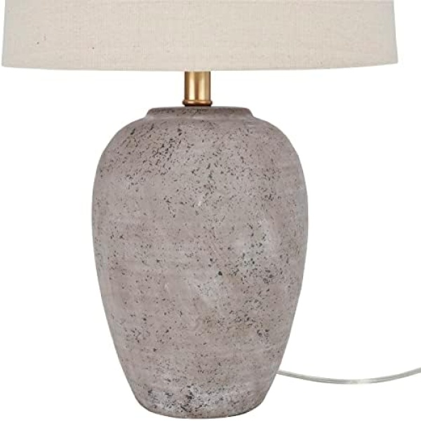 Nourison 23" Earth Brown Rustic Ceramic Jar Table Lamp for Bedroom - Image 5