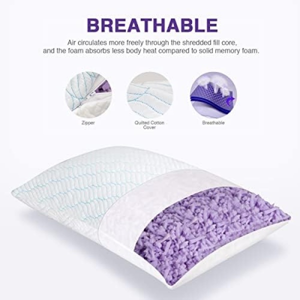 Wishsmile Cooling Shredded Memory Foam Pillows for Sleeping Cool Cold Pillow - Image 8