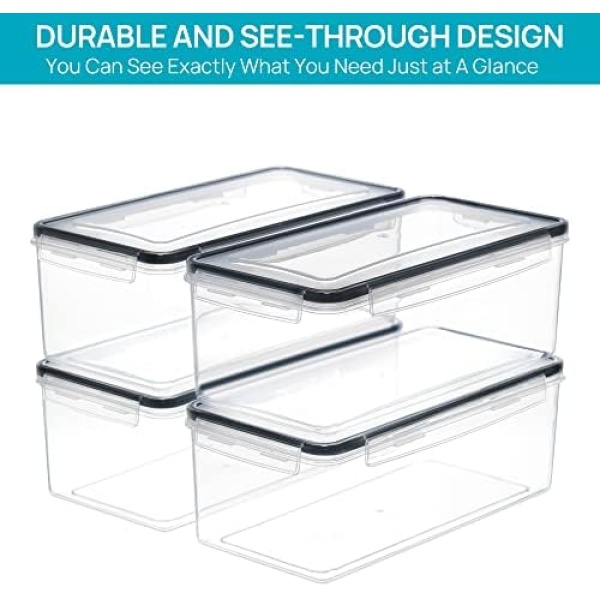 Vtopmart Airtight Food Storage Containers with Lids 4PCS Set 3.2L, Plastic - Image 6