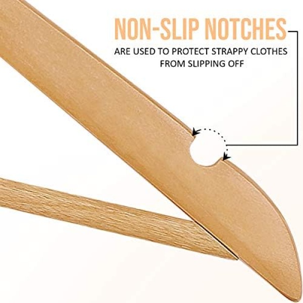 Utopia Home Pack of 20 Non-Slip Premium Wooden Hangers - 360-Degree Rotatable - Image 4
