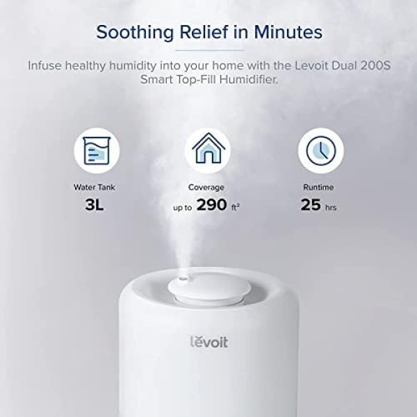 LEVOIT Humidifiers for Bedroom, Smart WiFi Alexa Control, Top Fill Cool Mist - Image 3