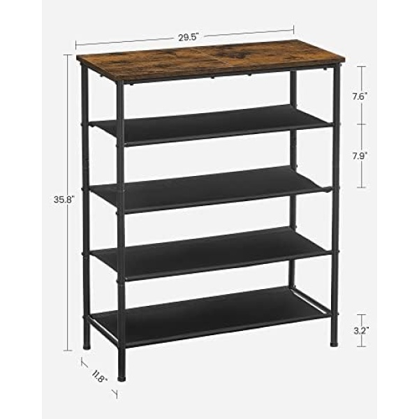 VASAGLE Shoe Rack, 5 Tier Shoe Storage Rack for 15-18 Pairs of Shoes, Narrow - Image 7