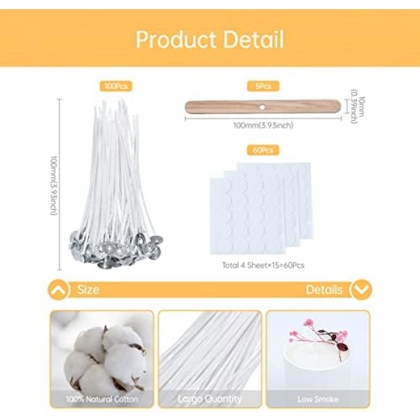 VABNEER 100 Piece 100% Natural Cotton Candle Wick for Candle Making Candle DIY - Image 2