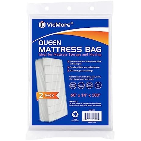 VICMORE 2 Pack Queen Size Mattress Storage Bag 60-Inch by 100-Inch Mattress Bag