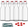Otis Swing Top Bottles - Glass Bottle 6 Pack w/ Stoppers - Easy Cap Lids