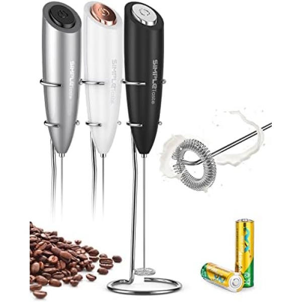 SIMPLETASTE Milk Frother Handheld Battery Operated Electric Foam Maker