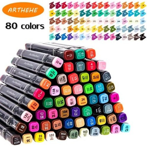 ATOPSTAR 80 Colors Alcohol Markers Artist Drawing Art Markers for Kids Dual Tip - Image 2