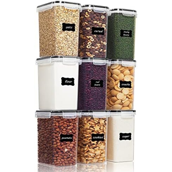 Vtopmart Set of 9 Airtight Food Storage Containers with Lids,Plastic Kitchen