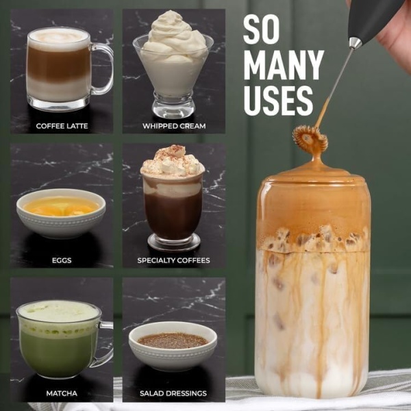 Zulay Powerful Milk Frother Handheld Foam Maker for Lattes - Whisk Drink Mixer - Image 3