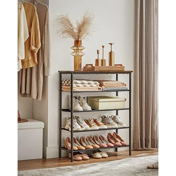 VASAGLE Shoe Rack, 5 Tier Shoe Storage Rack for 15-18 Pairs of Shoes, Narrow - Image 3