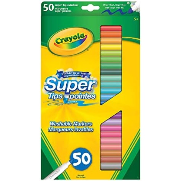 Crayola 50 Super Tips Washable Markers Arts & Crafts, 51 Count (Pack of 1)