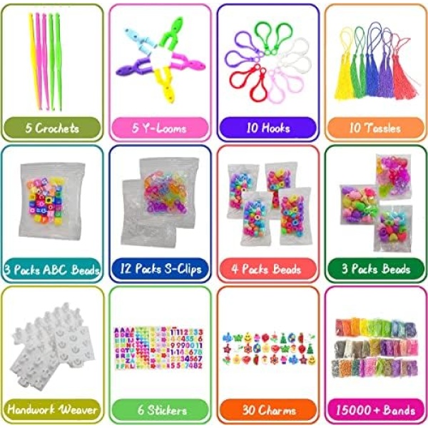 Rubber Bands Kit, 15000 Colorful Loom Bands with Charms, Beads, & DIY - Image 5