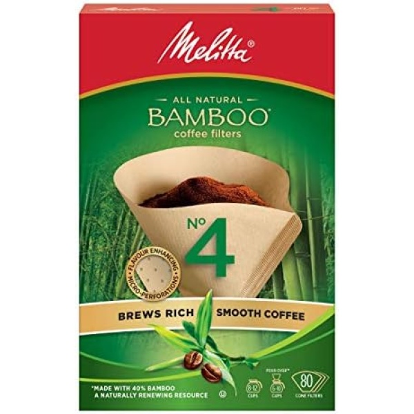 Melitta 625000 Bamboo Super Premium Coffee Filters, Green - 80 Count