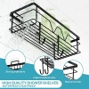 Vtopmart 5 Pack Shower Caddy Shelves Organizer with 4 Hooks, Self Adhesive Rack - Image 3