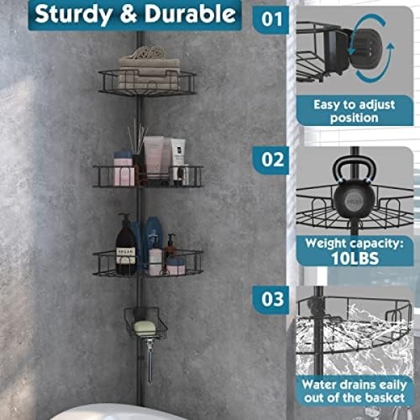 Rustproof Shower Caddy for Bathroom, Bathtub Storage Organizer - Image 4