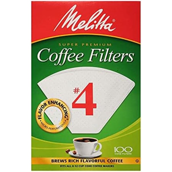 Melitta Cone Coffee Filters White No. 4 100 Count