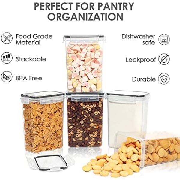 Vtopmart Set of 9 Airtight Food Storage Containers with Lids,Plastic Kitchen - Image 5