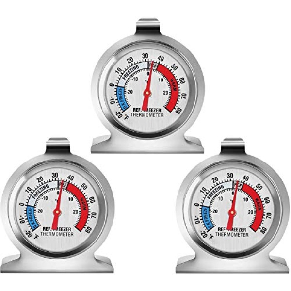 3-Pack Refrigerator Thermometer, Large Dial Freezer Thermometer,Classic Series