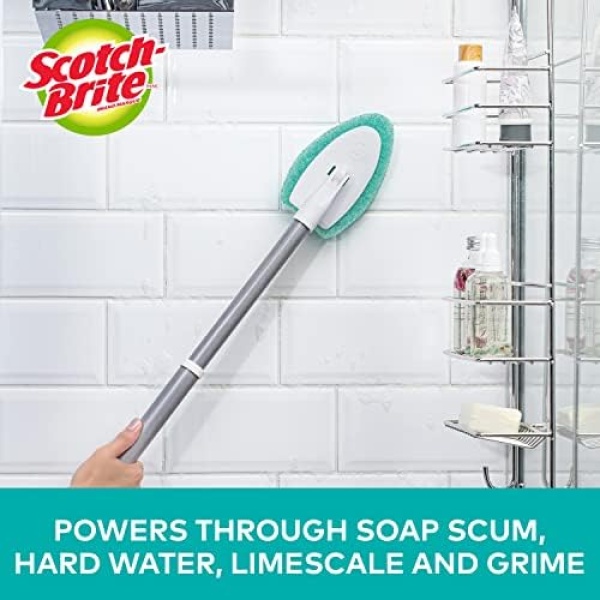 Scotch-Brite Tub and Shower Scrubber, Non Scratch, Long Reach Handle Extends - Image 3