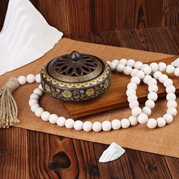 Farmhouse Beads 58in Wood Bead Garland with Tassels Rustic Country Decor Prayer - Image 9