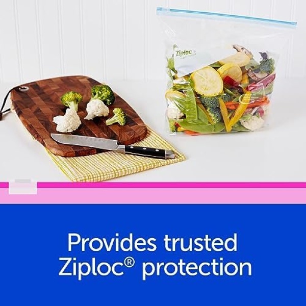 Ziploc Large Food Storage Freezer Slider Bags, Power Shield Technology - Image 3