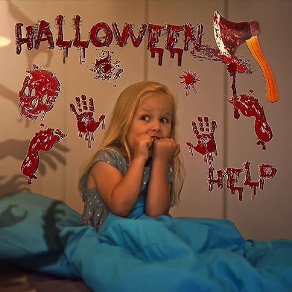 Scary Halloween Decorations, Halloween Window Clings, Bloody Handprints - Image 6