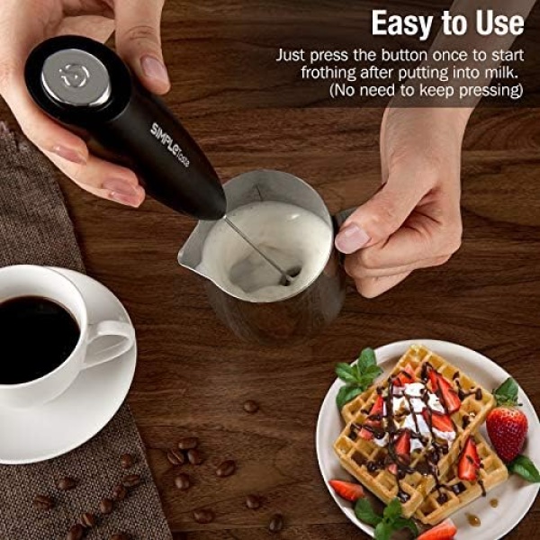 SIMPLETASTE Milk Frother Handheld Battery Operated Electric Foam Maker - Image 2