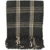 Creative Co-Op Plaid Black & Tan Fringed Woven Cotton Blend Throw