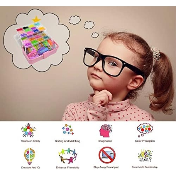 Rubber Bands Kit, 15000 Colorful Loom Bands with Charms, Beads, & DIY - Image 2