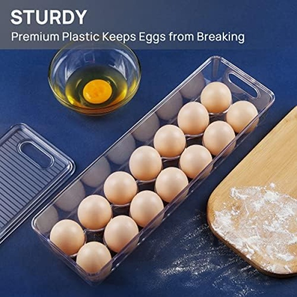 Vtopmart 2 Pack Egg Holder for Fridge, 14 Eggs Stackable Plastic Egg Tray - Image 5