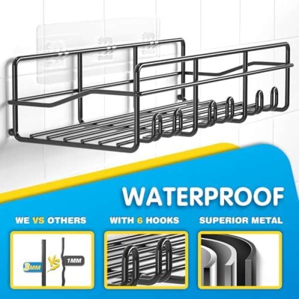 Coraje Shower Caddy, [2-Pack] Large Capacity Shower Shelves, Metal Shower - Image 5