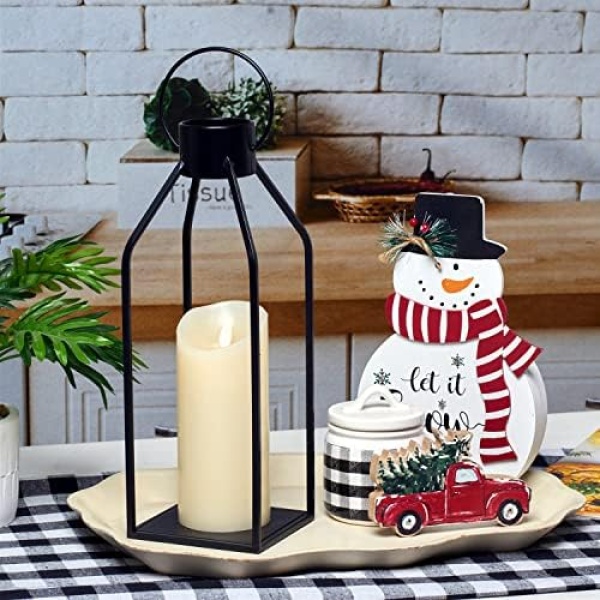 HPC Decor Modern Farmhouse Lantern Decor- Black Metal Candle Lanterns Living - Image 3