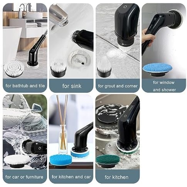 EXFEEKO Electric Spin Scrubber, Cordless Cleaning Brush with 7 Replaceable - Image 6