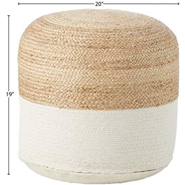 Signature Design by Ashley Sweed Valley Jute & Cotton Pouf, 19 x 19 Inches - Image 5