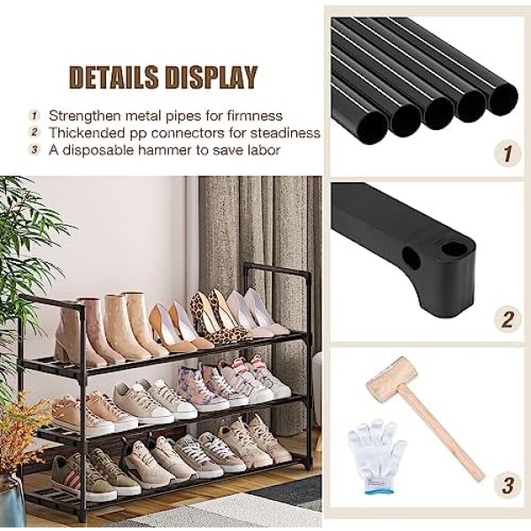 Shoe Rack for Closet Sturdy Shoe Storage Metal Shoe Rack Organizer for Entryway - Image 7