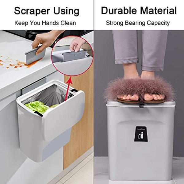 Mujingxin 2.4 Gallon Kitchen Compost Bin for Counter Top or Under Sink - Image 3