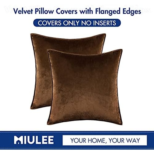 MIULEE Pack of 2 Decorative Velvet Throw Pillow Cover Soft Chocolate Pillow - Image 7