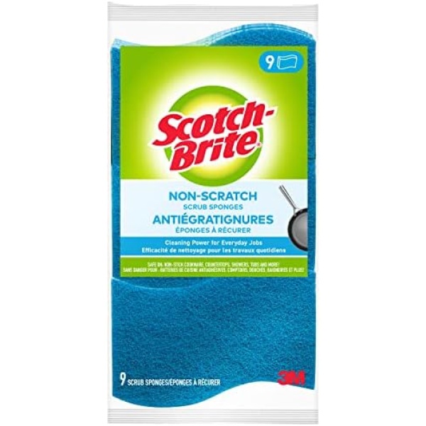 Scotch-Brite Scrub Sponge, 9 Pack, Non Scratch, Multipurpose Sponges for Dishes