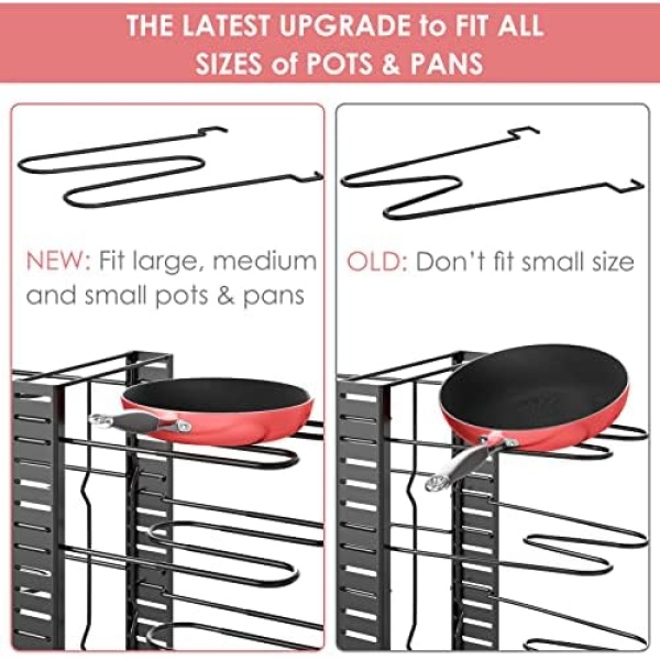 MUDEELA Pots and Pans Organizer for Cabinet 8-Tier Pan Organizer Rack - Image 4
