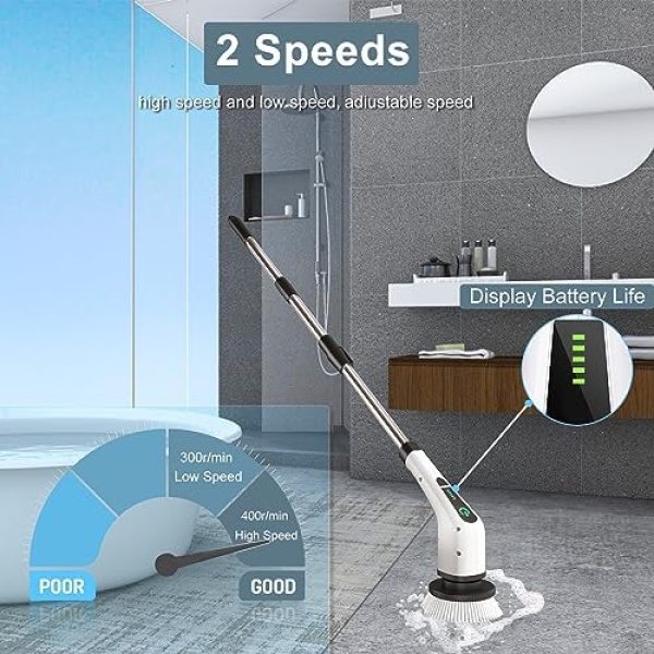 EXFEEKO Electric Spin Scrubber, Cordless Cleaning Brush with 7 Replaceable - Image 5