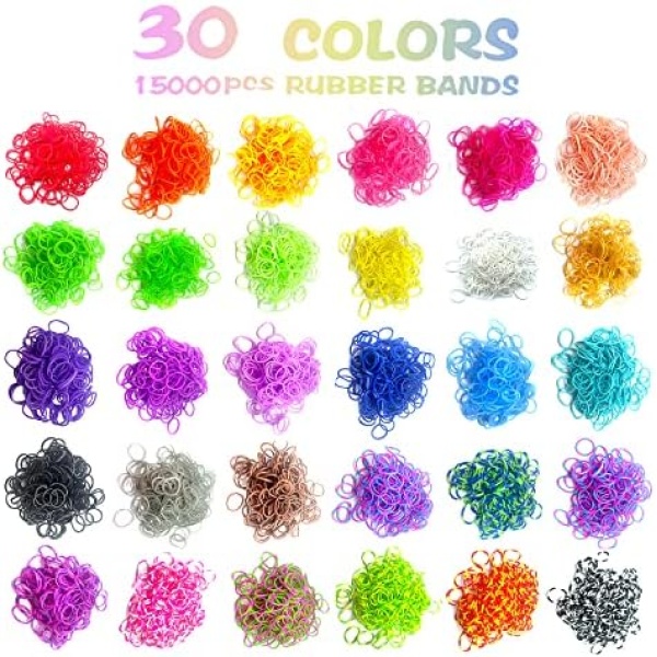 Rubber Bands Kit, 15000 Colorful Loom Bands with Charms, Beads, & DIY - Image 4