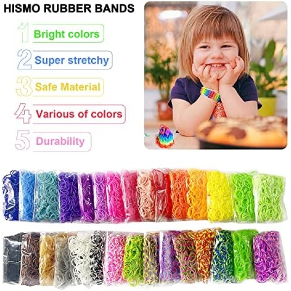 Rubber Bands Kit, 15000 Colorful Loom Bands with Charms, Beads, & DIY - Image 3